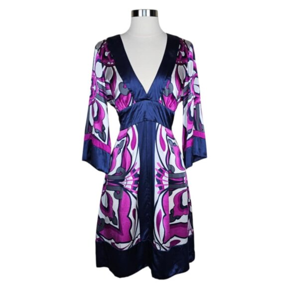 Bebe Silk Kimono Sleeve V-Neck Dress Size M - Picture 2 of 7